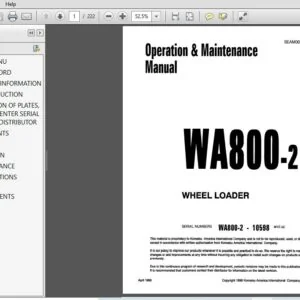 Komatsu Wheel Loader WA800-2 Operator & Maintenance Manual SN 10598 - PDF DOWNLOAD