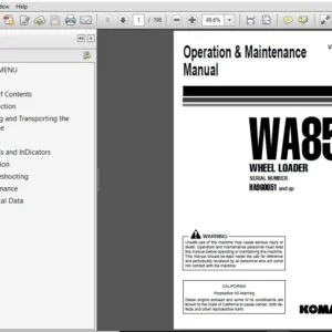 Komatsu Wheel Loader WA85-3 Operation & Maintenance Manual SN HA960051 and up - PDF DOWNLOAD