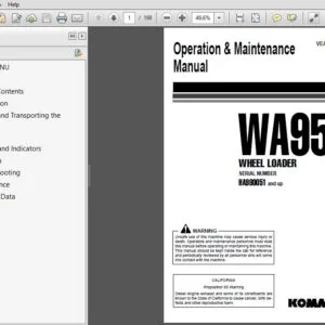 Komatsu Wheel Loader WA95-3 Operation & Maintenance Manual SN HA980051 and up - PDF DOWNLOAD