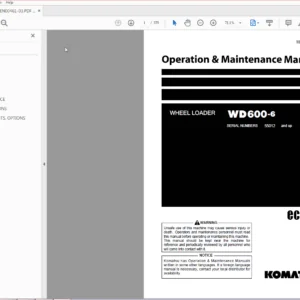 Komatsu Wheel Loader WD600-6 Operation & Maintenance Manual SN 55012 and up - PDF DOWNLOAD