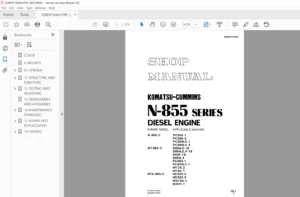 Komatsu Cummins N855-C, NT855-C, NTA855-C, N-855 Series Diesel Engine Shop Manual - PDF DOWNLOAD