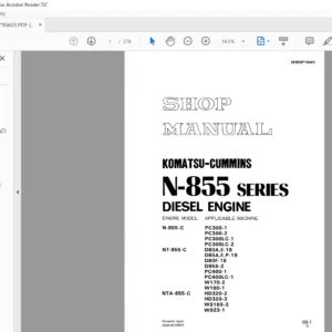 Komatsu Cummins N855-C, NT855-C, NTA855-C, N-855 Series Diesel Engine Shop Manual - PDF DOWNLOAD