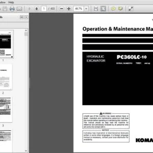 KOMATSU PC360LC-10 HYDRAULIC EXCAVATOR OPERATION & MAINTENANCE MANUAL (SN:70001 & UP) - PDF DOWNLOAD