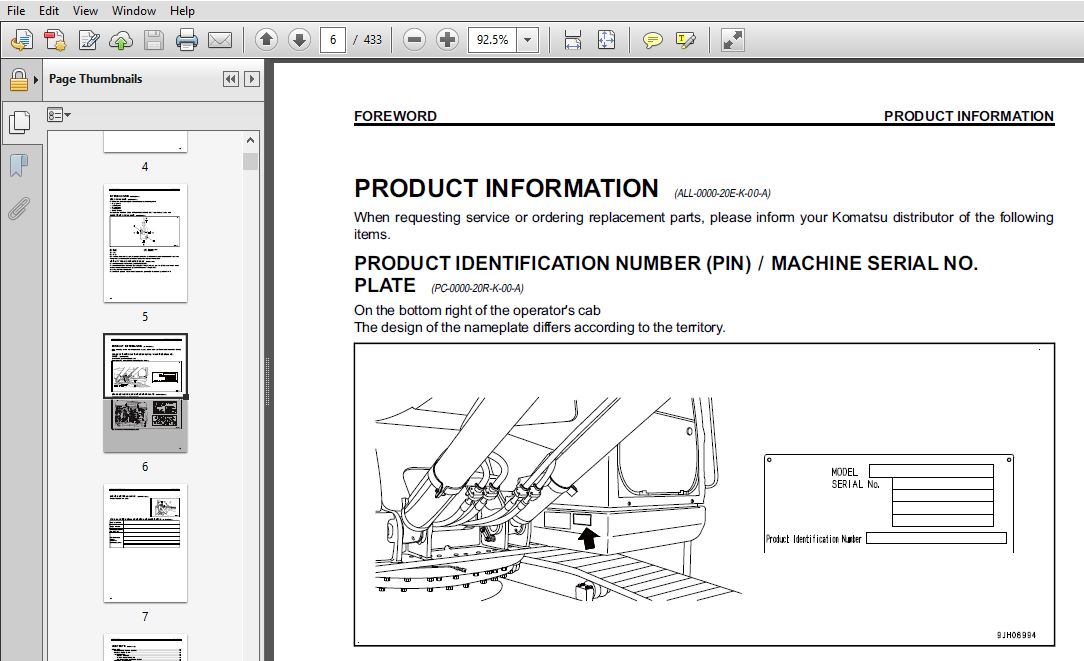 KOMATSU PC360LC-10 HYDRAULIC EXCAVATOR OPERATION & MAINTENANCE MANUAL ...