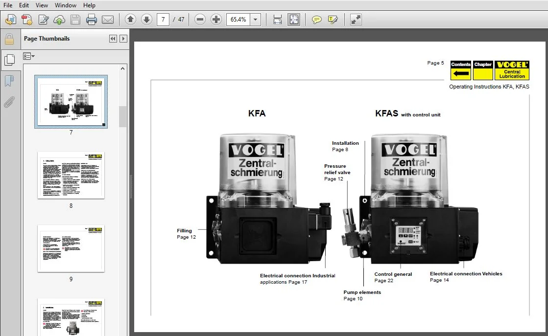 VOGEL CENTRAL LUBRICATION PUMP UNITS OPERATING INSTRUCTIONS KFA,KFAS - PDF DOWNLOAD - Image 4