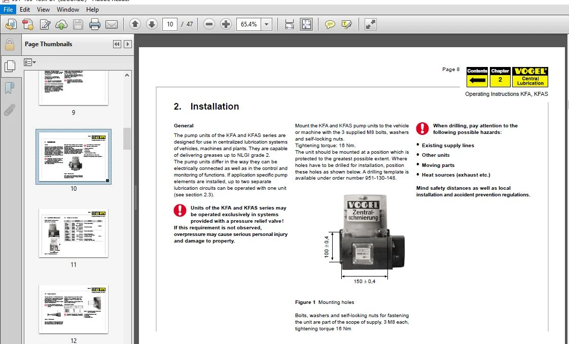 VOGEL CENTRAL LUBRICATION PUMP UNITS OPERATING INSTRUCTIONS KFA,KFAS - PDF DOWNLOAD - Image 3