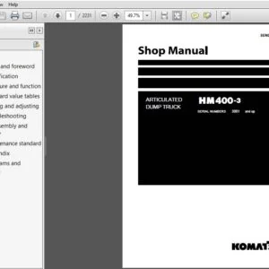kOMATSU HM400-3 ARTICULATED DUMP TRUCK(SEN05632-06) SHOP MANUAL- PDF Download