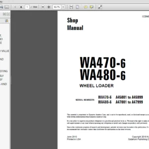 Komatsu WA470-6 WA480-6 WHEEL LOADER Service Repair Manual - PDF Download