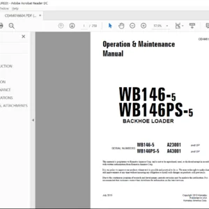 komatsu WB146-5 WB146PS-5 Backhoe Loader Operation & Maintenance Manual SN A23001 & up A43001 & UP - PDF DOWNLOAD