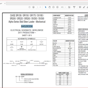CASE SR130 SR150 SR175 SV185 SR200 SR220 SR250 SV250 SV300 Alpha Series Skid Steer Loader-Mechanical Electrical Schematic - Download