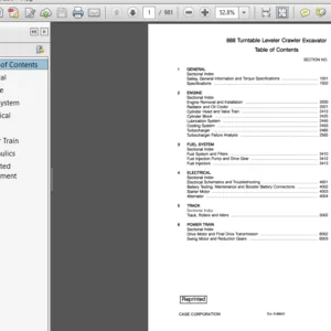 Case 888 Turntable Leveler Crawler Excavator Complete  Service Repair Manual - PDF DOWNLOAD
