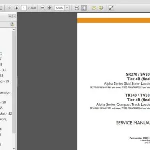 Case Alpha Series Skid Steer Loader SR270 SV300 TR340 TV380 Tier 4B Service Repair Manual - PDF Download