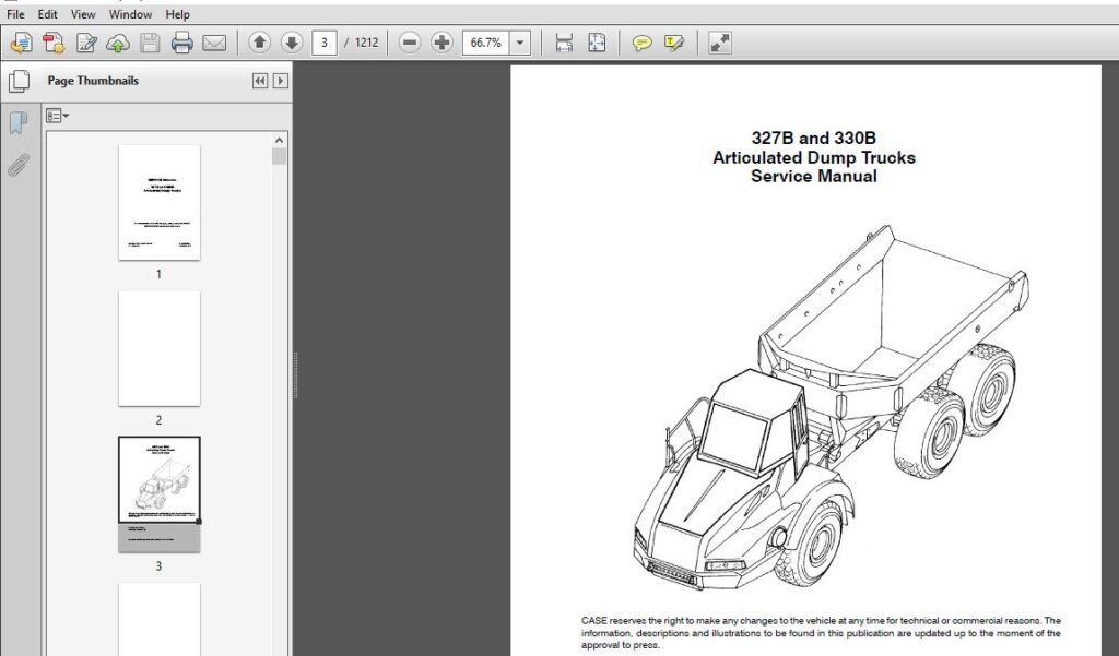 Case Articulated Truck 327B & 330B Service Manual 87573455A - PDF ...