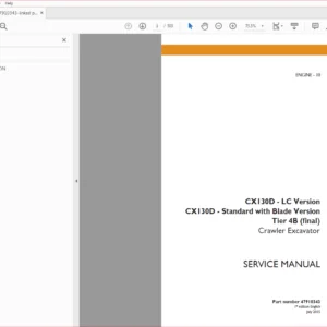 Case CX130D-LC Version,Standard with Blade Version Tier 4B (final) Crawler Excavator Service Manual - PDF Download