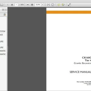 Case CX160C Tier 4 Crawler Excavator Service Repair Manual (47370128A) Case CX160C Tier 4 - PDF Download