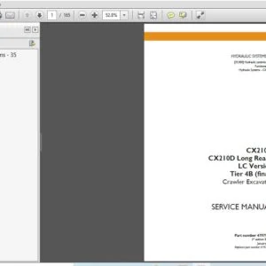 Case CX210D CX210D Long Reach LC Version Tier 4B (final) Crawler Excavator Service Manual - PDF Download