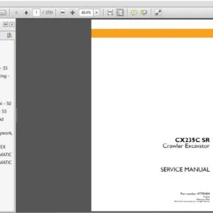 Case CX235C SR Crawler Excavator Service Repair Manual Case CX235C SR - PDF DOWNLOAD