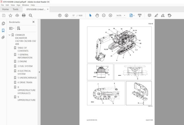 Case Crawler Excavator CX210B CX230B CX240B Service Manual - PDF ...