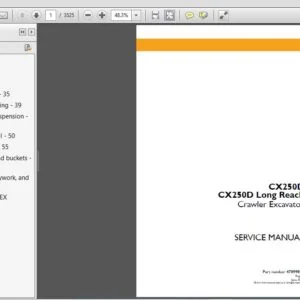 Case Crawler Excavator CX250D LR Tier 4 Service Manual 47899898 - PDF DOWNLOAD