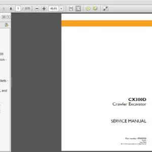 Case Crawler Excavator CX300D Service Manual - PDF DOWNLOAD