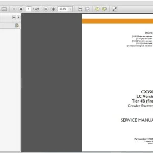 Case Crawler Excavator CX350D LC Tier 4B Service Manual - PDF DOWNLOAD