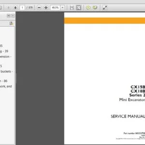 Case  Cx15B Cx18B Series 2 Mini Excavator Service Repair Manual (84533370B) Case  Cx15B Cx18B - PDF Download