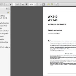 Case Hydraulic Excavator WX210 WX240 Service Manual 9-91270 - PDF DOWNLOAD