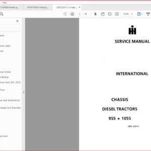 Case IH 955 + 1055 Chassis Diesel Tractors Service Manual (1091320r1) - PDF Download