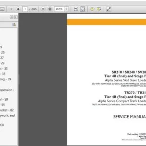 Case IH SR210 SR240 SV280 TR270 TR310 Alpha series skid steer and compact track loader Service Manual - PDF DOWNLOAD