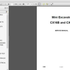 Case Mini Excavator CX16B & CX18B Service Manual 9-88670 - PDF DOWNLOAD