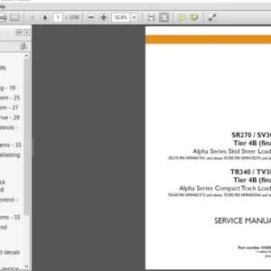 Case SR270 SV300 TR340 TV380 Tier 4B (Final) Alpha Series Skid Steer Compact Track Loader Service Manual - PDF Download