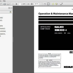 Komatsu Articulated Dump Truck HM300-2 Operation & Maintenance Manual SN 2001 and up - PDF DOWNLOAD