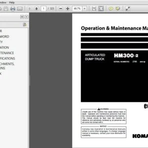 Komatsu Articulated Dump Truck HM300-2 Operation & Maintenance Manual SN 2785 and up - PDF DOWNLOAD