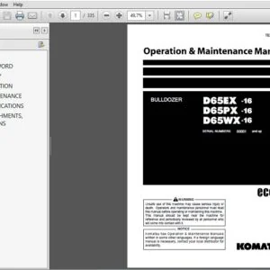 Komatsu Bulldozer D65EX-16 D65PX-16 D65WX-16 Operation & Maintenance Manual SN 80001 and up - PDF DOWNLOAD