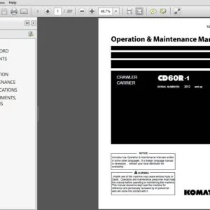 Komatsu Crawler Carrier CD60R-1 Operation & Maintenance Manual SN 2012 and up - PDF DOWNLOAD