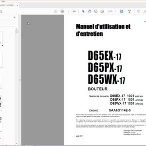 Komatsu D65EX-17 D65PX-17 D65WX-17 Bouteur Manuel d'utilisation et d’entretien - PDF DOWNLOAD