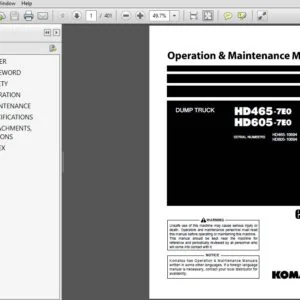 Komatsu Dump Truck HD465-7EO HD605-7EO Operation & Maintenance Manual SN 10694 and up - PDF DOWNLOAD