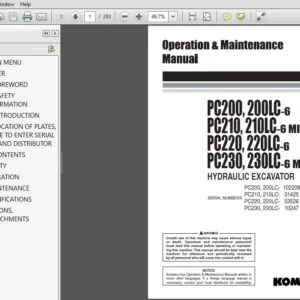Komatsu Hydraulic Excavator PC200-3 230LC-6 Might Operator & Maintenance Manual SEAM002407 - PDF DOWNLOAD