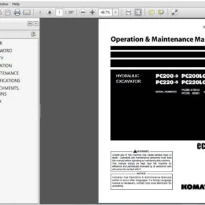Komatsu Hydraulic Excavator PC200-8 PC200LC-8 PC220-8 PC220LC-8 Operation & Maintenance Manual - PDF DOWNLOAD