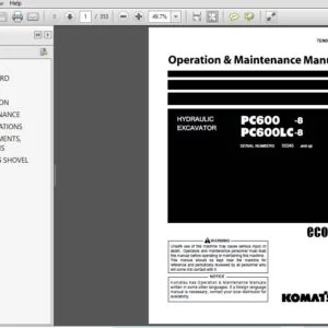 Komatsu Hydraulic Excavator PC600-8 P600LC-8 Operation & Maintenance Manual SN 55245 and up - PDF DOWNLOAD