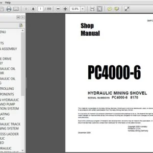 Komatsu Pc4000-6 Hydraulic Mining Shovel Service  Repair Manual SN 8170 - PDF DOWNLOAD