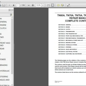 New Holland TN60A TN70A TN75A TN85A TN95A Service Repair Manual (87393902) - New Holland - PDF Download