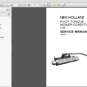 New Holland 116 Pivot Tongue Mower Conditioner Service Manual (40011610) - New Holland 116 Pivot - PDF Download