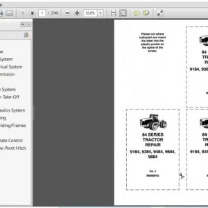 New Holland 84 Series Tractor 9184 9384 9484 9684 9884 Service Repair Manual (86608042) - NH 84 - PDF Download