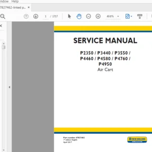 New Holland Air Cart P2350, P3440, P3550, P4460, P4580, P4760, P4950 Service Manual 4782746 - PDF DOWNLOAD