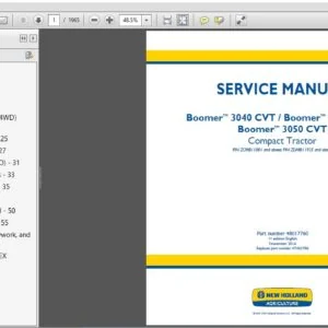 New Holland Compact Tractor Boomer 3040 CVT, 3045 CVT, 3050 CVT Service Manual 48017760 - PDF DOWNLOAD