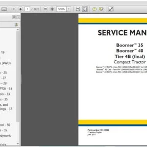 New Holland Compact Tractor Boomer 35, 40 Cab-ROPS Tier 4B Service Repair Manual (48144022) - NH - PDF Download