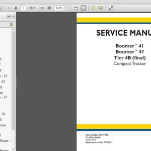 New Holland Compact Tractor Boomer 41, 47 Tier 4B finalService Manual - PDF DOWNLOAD