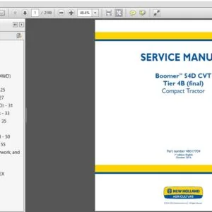 New Holland Compact Tractor Boomer 54D CVT Tier 4B (final) Service Manual 48017704 - PDF DOWNLOAD