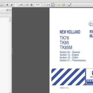 New Holland Crawler Tractor TK76 TK85 TK85M Service Repair Manual (86637916) - NH TK76 TK85 TK85M - PDF Download